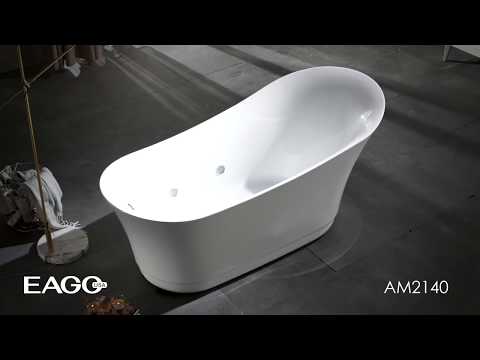 eago-am2140-68"-white-free-standing-oval-air-bubble-bathtub