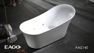 EAGO AM2140 68 White Free Standing Oval Air Bubble Bathtub