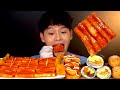 ASMR 매콤한 떡꼬치🥵 바삭꼬들목 통김밥 츄러스 치즈볼 먹방~! Spicy Tteokbokki With Shrimp Ring Fried Chicken Gimbab MuKBang