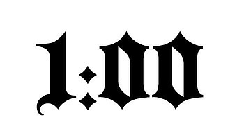 Medieval Font Countdown Timer - 1 minute - Black on White Background