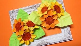 【折り紙】簡単お花！向日葵ブーケ【Easy origami】 Easy flowers Sunflower bouquet