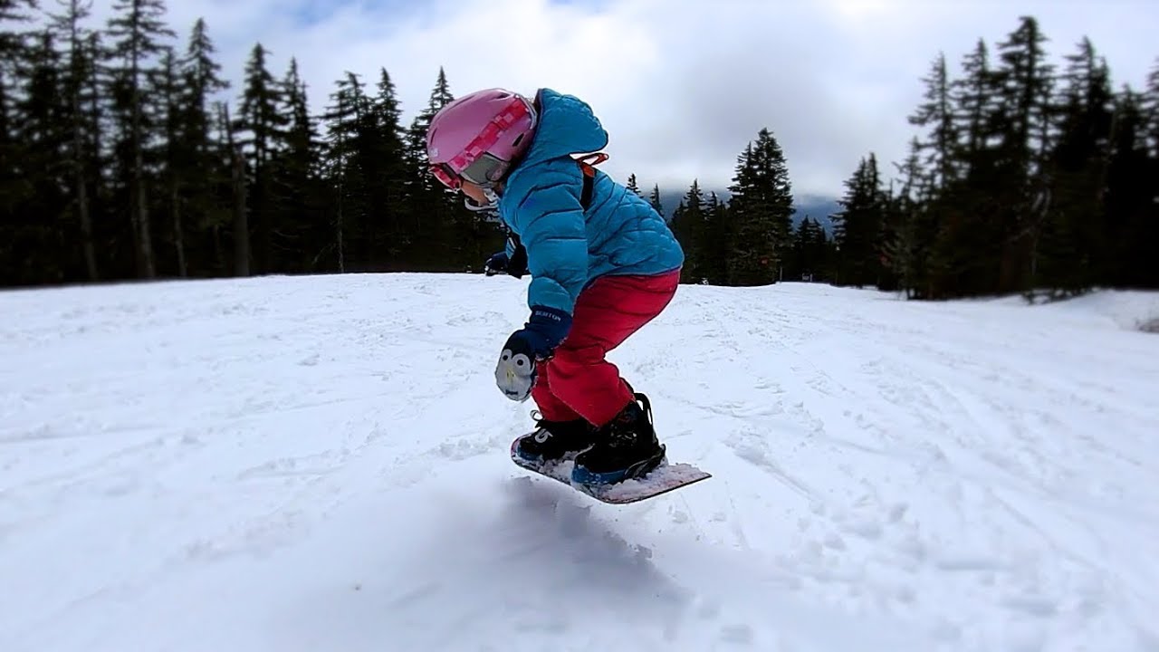 Victoria 4 Years Old Snowboarding a nice spring day 4212019 YouTube