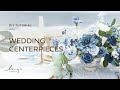 Lings moment  diy floral wedding centerpiece with dusty blue  navy