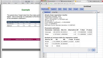 how to calculate r and do hypothesis test for linear correlation using statcrunch