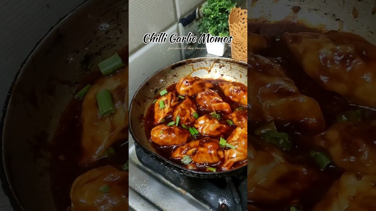 Chilli Garlic Momos ( dumplings).      
