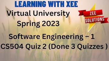 CS504 Software Engineering I Quiz 2 Spring 2023 Virtual University of Pakistan