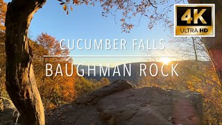 USA Cucumber Falls Baughman Rock - 4K - Relaxing ASMR Cinematic footage