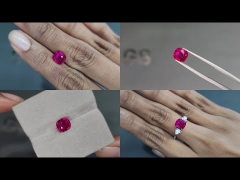 Unheated ruby cushion cut 2.51 carats, Mozambique  Video  № 1