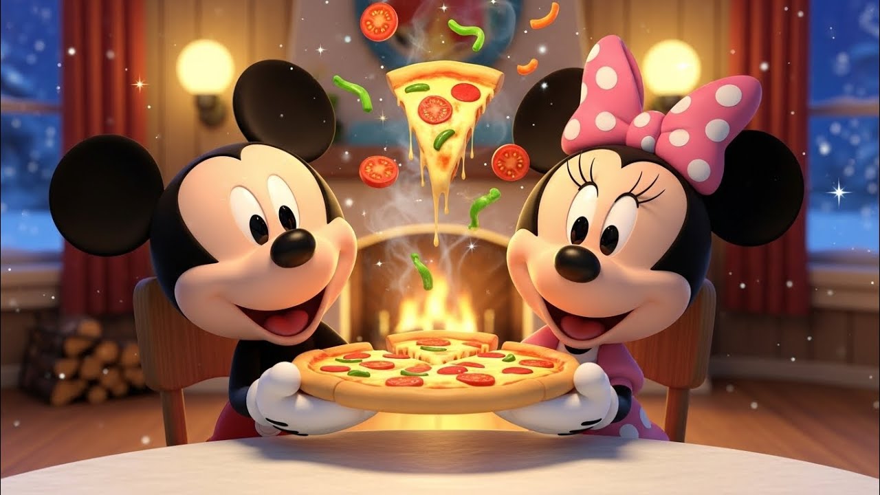 Mickey and Minnie Pizza Party Night 🍕 | Happy Winter Cartoon for Kids