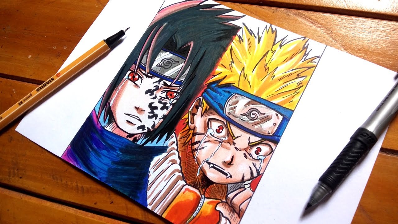 Desenhando o Naruto/Sasuke - Drawing Naruto/Sasuke 