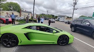 McLaren Boston cars and coffee  accelerations pullouts cars leaving may 11th