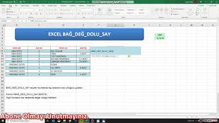 #Excel Dersleri 19# - #Excel'de BAĞDEĞDOLUSAY Formülü