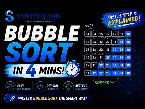 Bubble Sort Explained in Just 4 Minutes | Complete Dry Run for Beginners | Syntecxhub