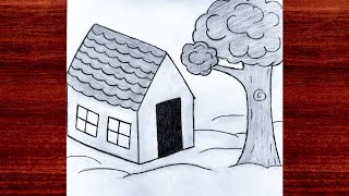 How To Draw A House | Very Easy House Drawing | Scenery Drawing Easy