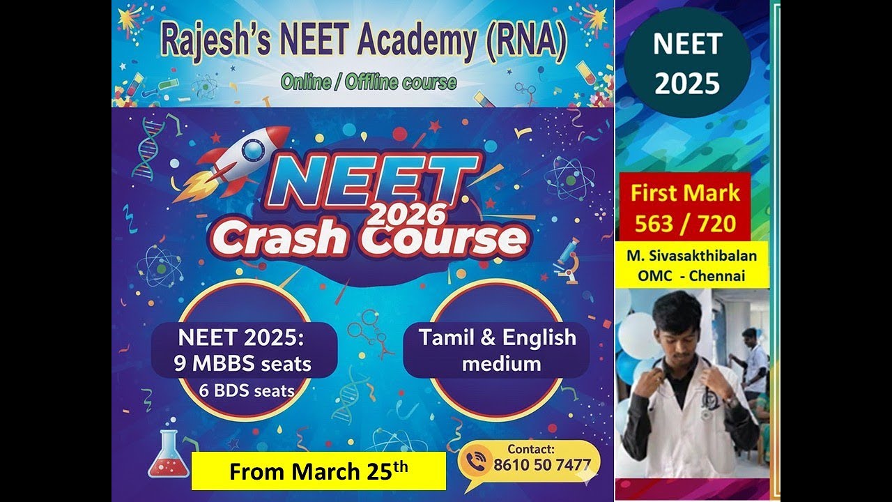 NEET 2026 Crash course / Rajesh NEET Academy / Pallikonda / Vellore ...