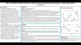 The Use of PECS to Mand “All done” to Help Decrease Nonfunctional Throwing in a Toddler With Autism