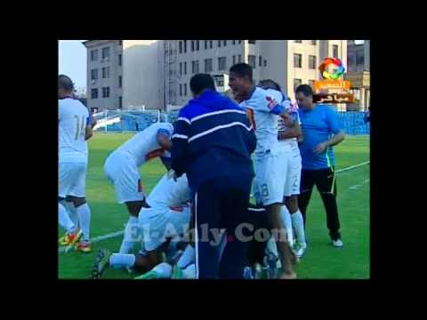 خالد قمر يسجل هدف اتحاد الشرطة فى تليفونات بنى سويف