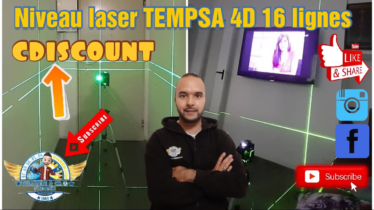 Niveau Laser TEMPSA 16 Lignes Vert Automatique 360 degrés avec