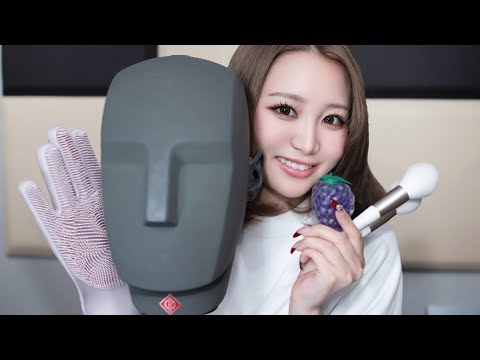 【ASMR】絶対寝れるゴム手袋＆スライム＆ブラシで耳マッサージ