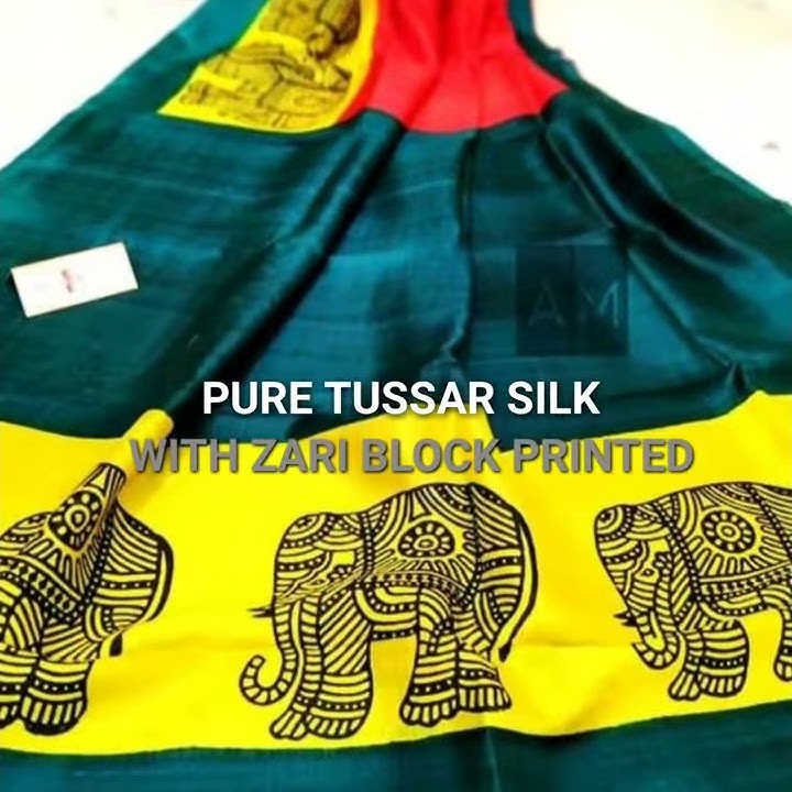 HANDLOOM TUSSAR SILK BLOCK PRINTED SAREES