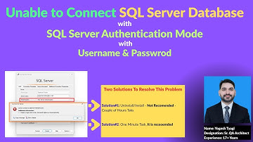 Unable to SQL Server with SQL Server Authentication Mode with Username & Password || How to Fix ?