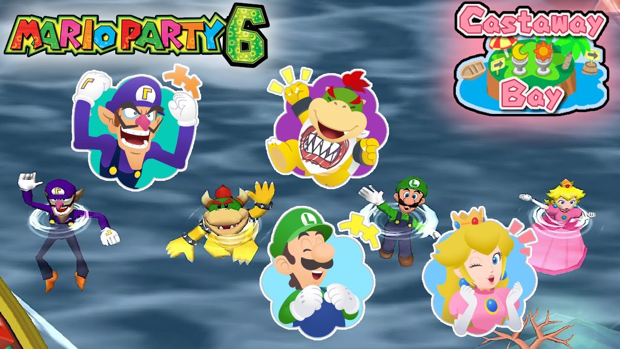 Mario Party 6 - Luigi VS Waluigi VS Koopa Kid VS Peach - Castaway Bay (20 Turns)