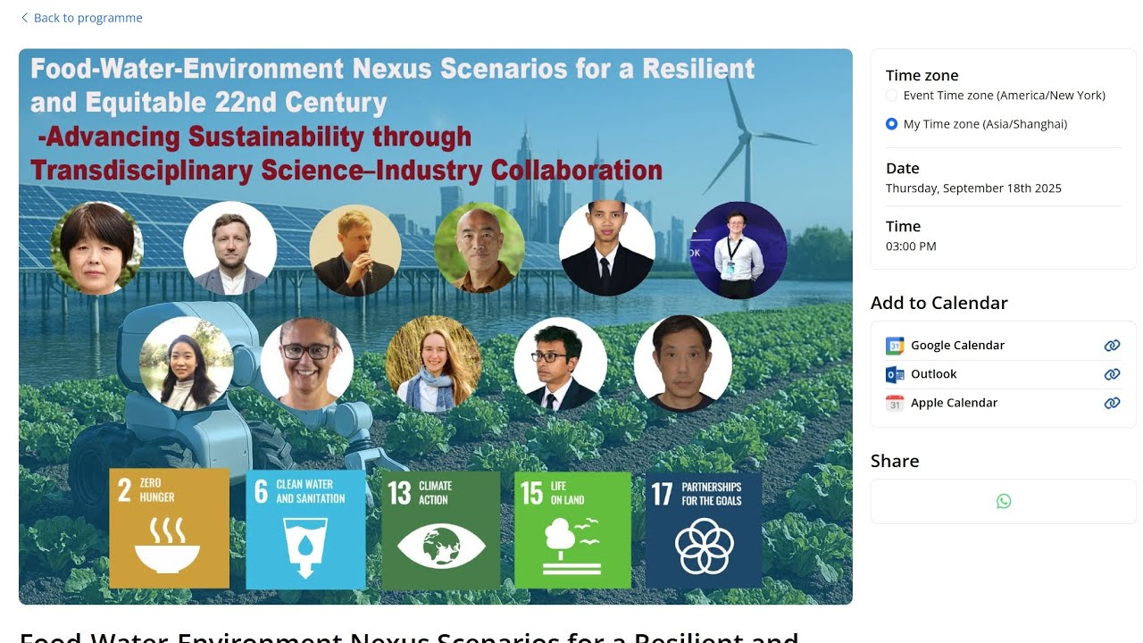 Insights from the UN Science Summit on Food-Water-Environment Nexus