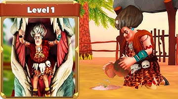 Scary Teacher Stone Age | Dino Dash Level 1 Walkthrough (iOS Android)