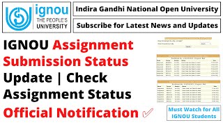 IGNOU Assignment Submission Status Update | Check Assignment Status
