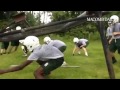 #NewHaven linemen running through drills at day one of high school football practice.