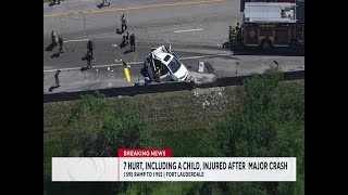 7 hurt, including child, after an accident involving a cement truck on I-595 in Fort Lauderdale