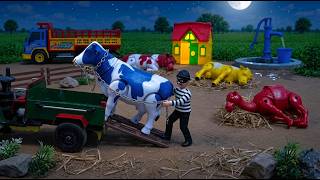 Cow a lost encounters a villain 🐮| rescuing the cow from the villain | fun video for children