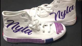 DIY HTV on shoes Customized shoes tutorial How to apply vinyl to shoes using Cricut Heat Transfer