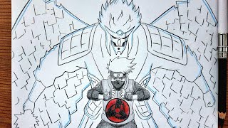 How To Draw Kakashi With Perfect Susanoo || Naruto Drawing Tutorial