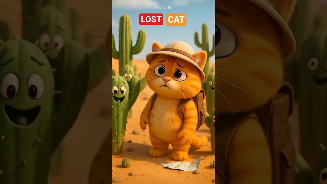 Lost Cat in Desert Asks Cactus for Help 🐱🏜️☕🐪 