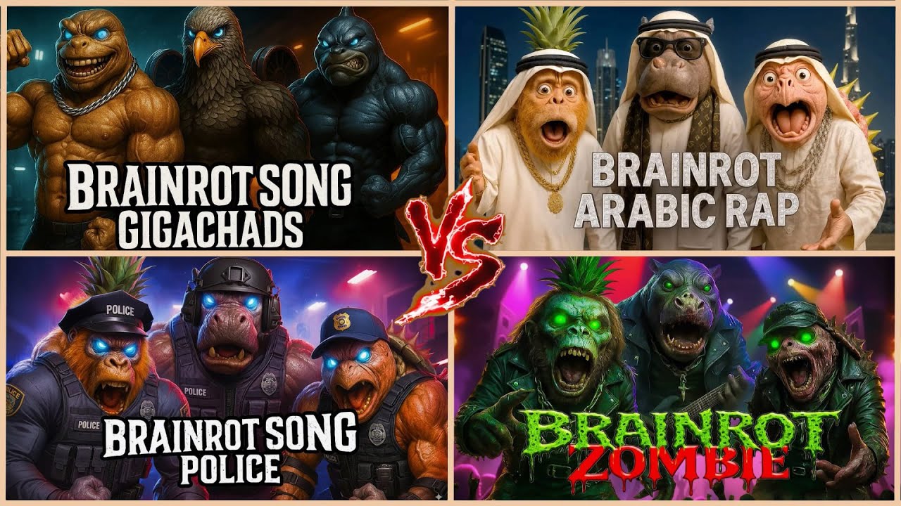 BRAINROT GIGACHADS🆚 BRAINROT ARABIC RAP🆚 BRAINROT POLICE🆚 BRAINROT ZOMBIE🎶 (part 2)