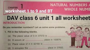 DAV Class 6 maths chapter 1 worksheet all ।। Class 6 math chapter 1 worksheet all dav public school