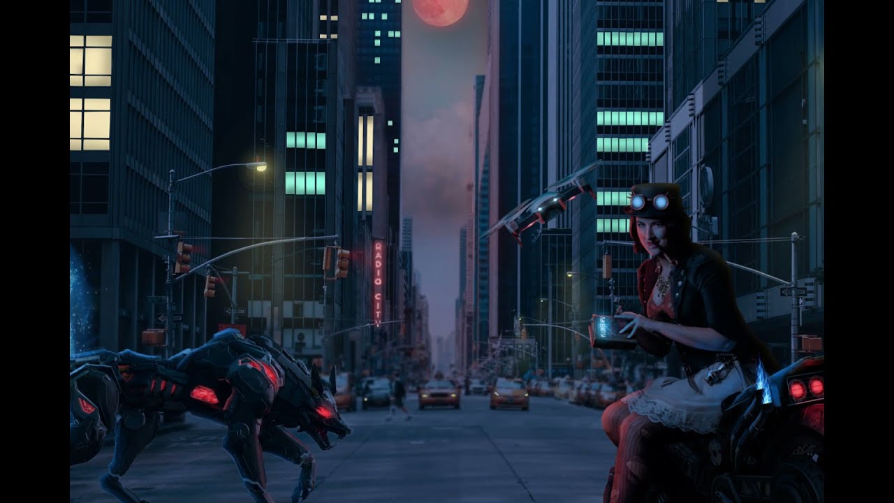 night city with intoxication seized girl EDIT