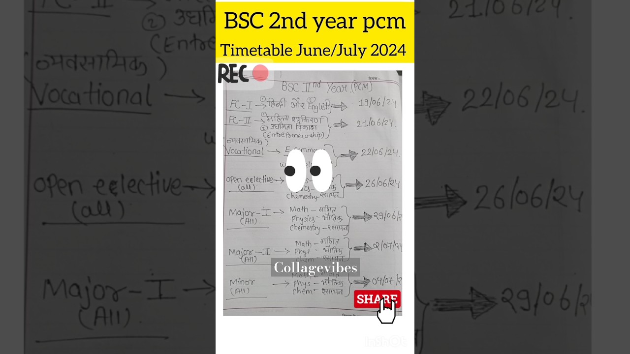 2nd year time table June July 2024 