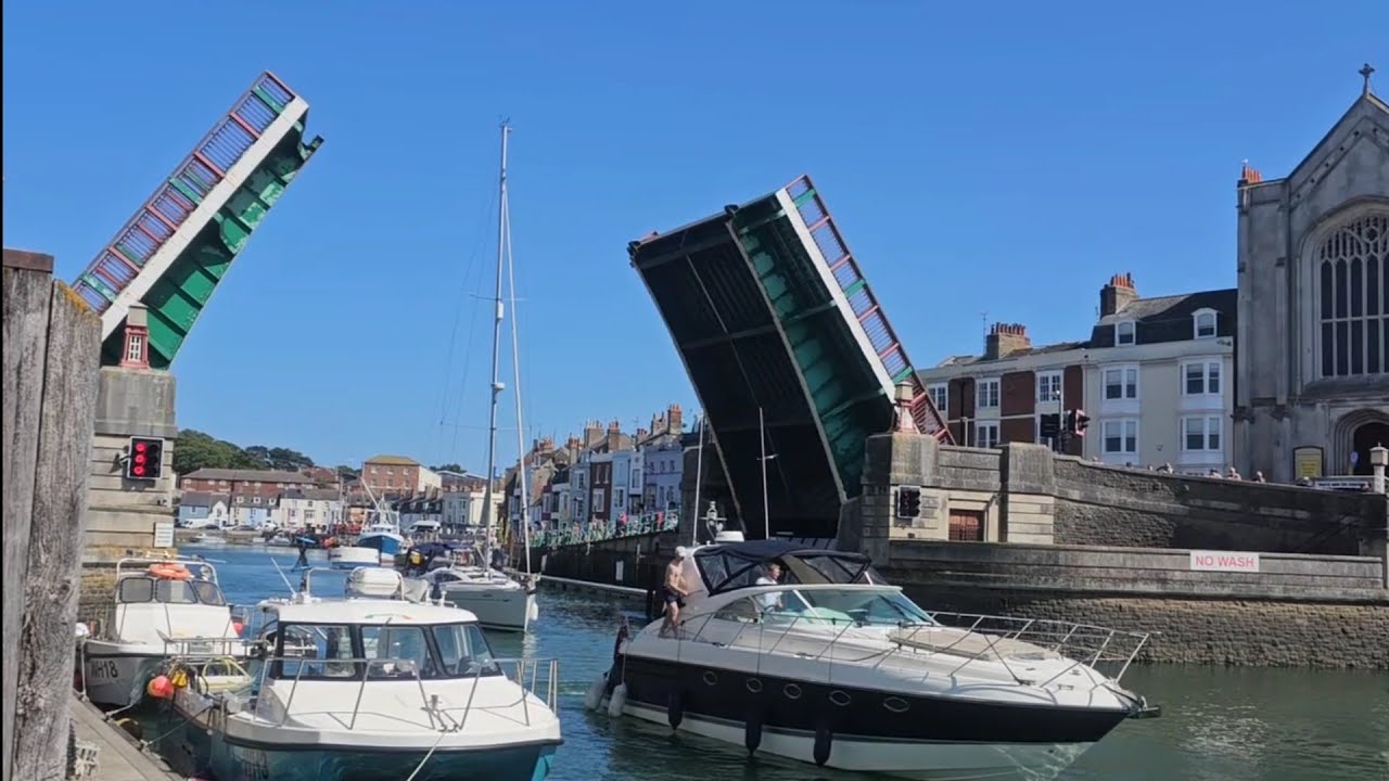 Weymouth Harbour. Weymouth Town Bridge Lifting times 8, 10, noon, 2, 4, 6, and 9 pm in Summer