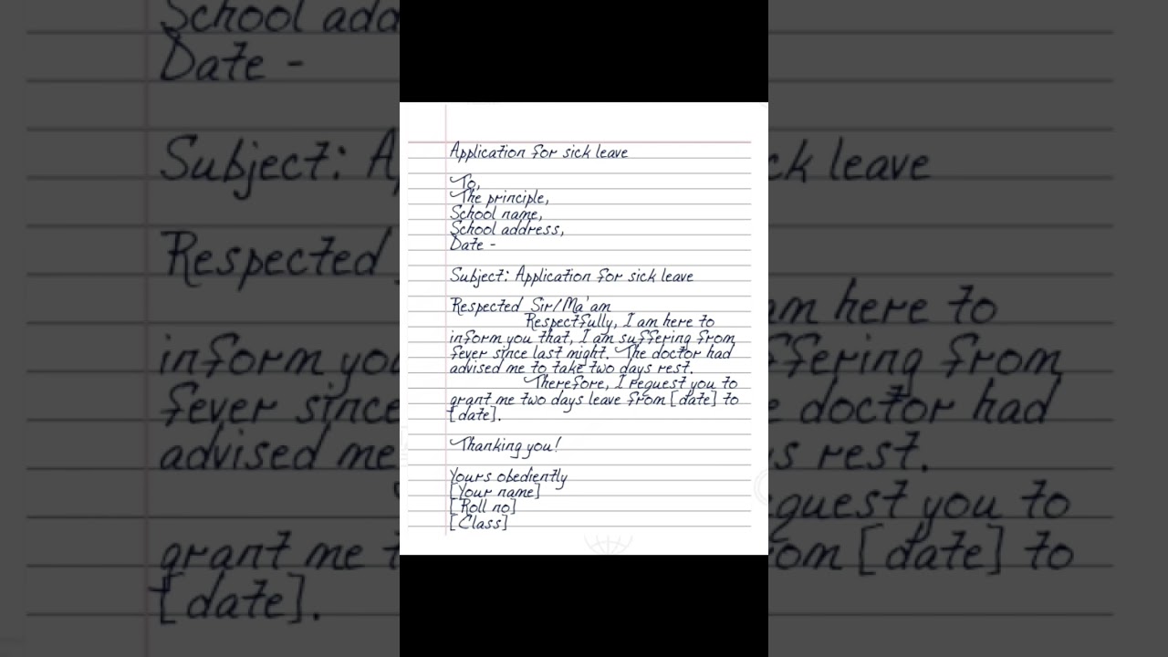 Sick leave Application | Formal Letter