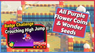 Crouching High Jump 2 - All Purple Flower Coins & Wonder Seeds +