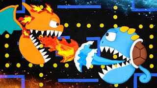 Great Pokemon Battle in Pacman's World: Charizard vs Kameii | PacMan Stop Motion Game