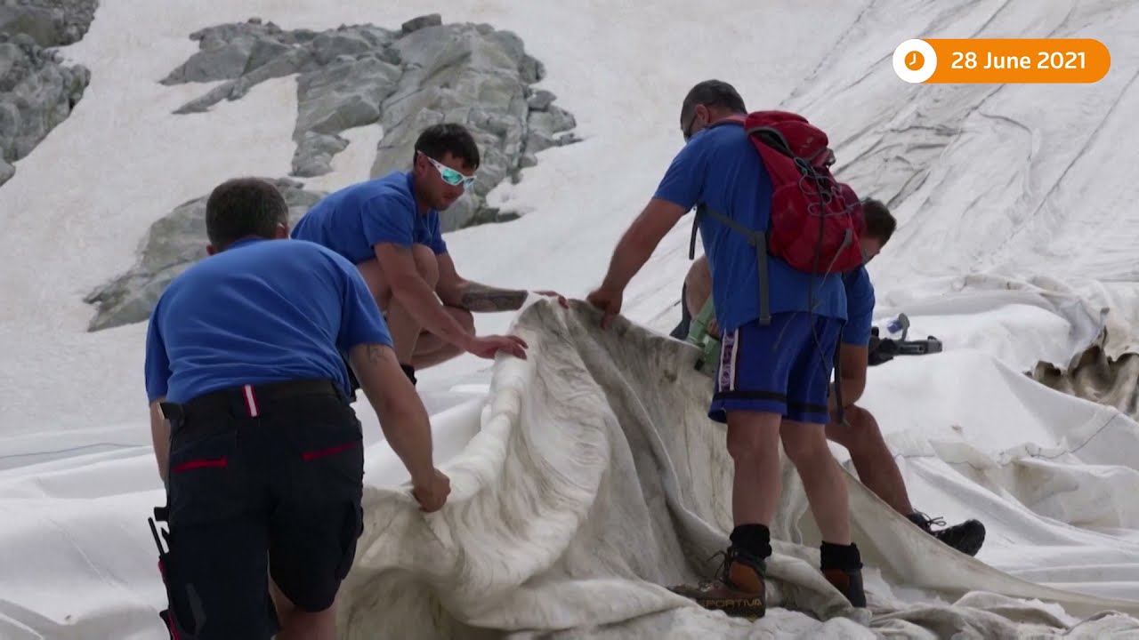 Italian glacier covered up to prevent melting