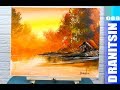 'Golden Reflections' - relaxing and simple acrylic landscape painting demonstration, 088