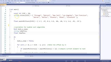 Bubble Sorting Parallel Arrays City Populations