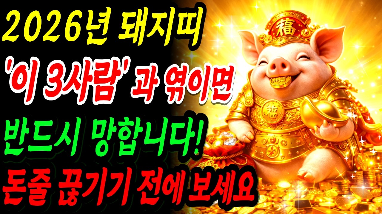 2026년 돼지띠, '이 3사람'과 엮이면 반드시 망합니다! 돈줄 끊기기 전에 보세요  재물운  금전운  부자되는 띠별 풍수