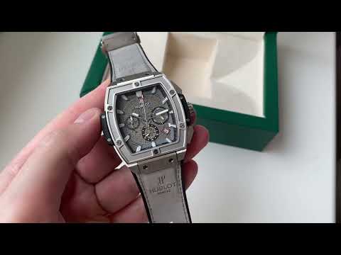 Наручний годинник Hublot Senna Champion 88 Gray AAA кварцовий чоловічий з хронографом на шкіряному ремінці, видео 1