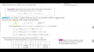 Math 1B 7.2 Example 3 Use Euler’s method for the solution of the initial-value problem