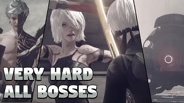 NieR Automata - All Bosses with No Buff Chips [No Damage]